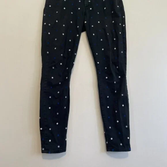 BANANA REPUBLIC Blue Hayley Dot Skinny Ankle Pants Navy Embroidered Polka Dot 27 - Picture 6 of 13
